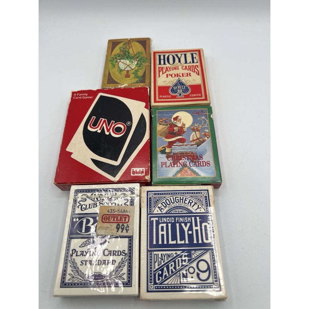 Lot Of 7 Bee Club Playing Cards Cambric Finish Deck Pinochle Uno Tally Ho